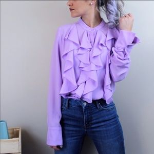 Luxe Moda Lavender Ruffle Blouse